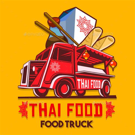 Gm1204344045 $ 12.00 istock in stock Food Truck Thai Food Fast Delivery Service Vector Logo by aurielaki