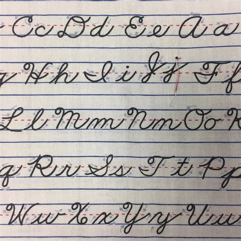 Rare Palmer Method Cursive Writing Script Fabric Instruction Arrows Alphabet Black And White