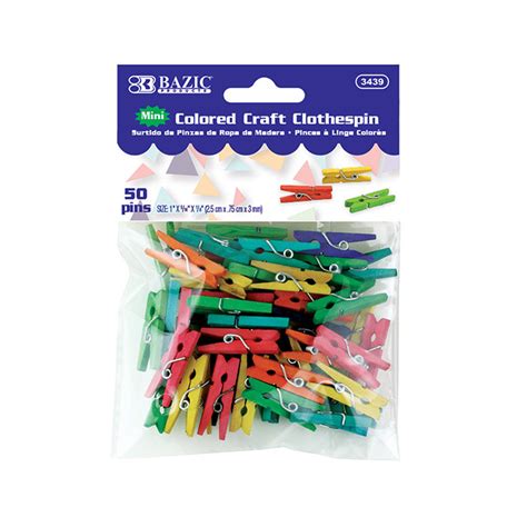 50 Multi Colored Mini Craft Clothespins Clothes Pins Color Colors