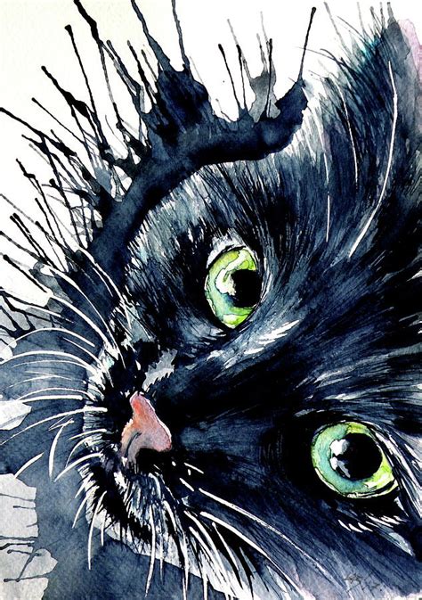 Black Cat Painting By Kovacs Anna Brigitta Fine Art America
