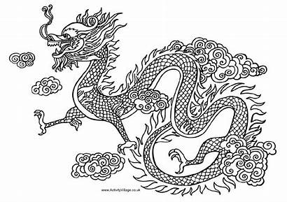Dragon Chinese Drawing Cliparts Coloring Pages Colouring