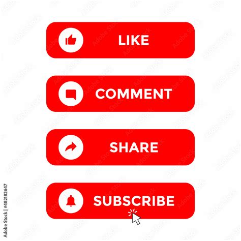 Like Comment Share And Subscribe Button Icon Set Of Channel