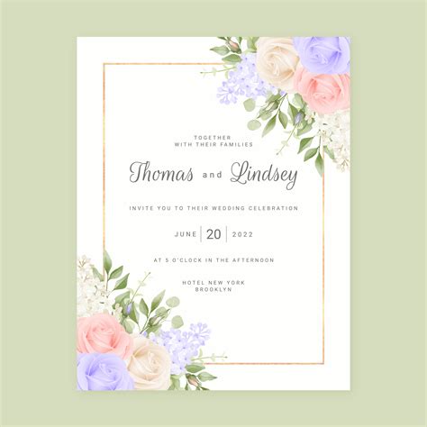 Pastel Roses Wedding Invitation Background 1632300 Vector Art At Vecteezy