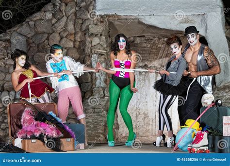 Scared Clown Tied Up Stock Photo Image Of Bizarre Group 45558256