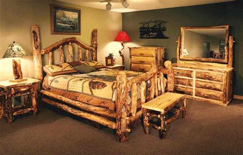 Wood Log Bedroom Set Pics Aesthetic