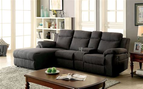 Kamryn Reclining Sectional W Console Gray By Furniture Of America