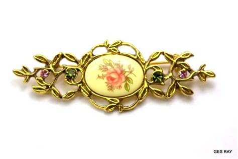 vintage victorian style porcelain flowers brooch pin 1928 company jewelry ebay brooch