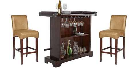 Galeno Cherry 3 Pc Bar Set With Tan Barstools Rooms To Go