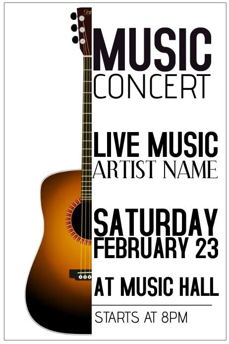 Acoustic Guitar Live Music Concert Poster Template Postermywall
