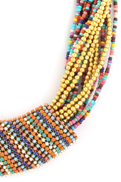 Layered Seed Bead Cluster Bib Necklace Necklaces