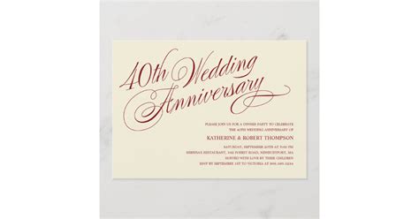 40th Wedding Anniversary Invitations