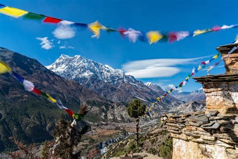 Premium Photo Multi Colored Flags Hanging On Mountain Against Sky