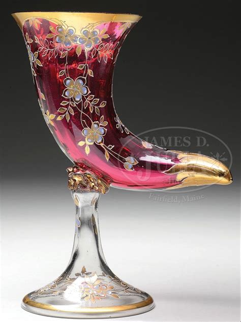 Moser Cornucopia Cranberry Glass Vase Cranberry Glass Vase Vintage Art Glass Antique Glass