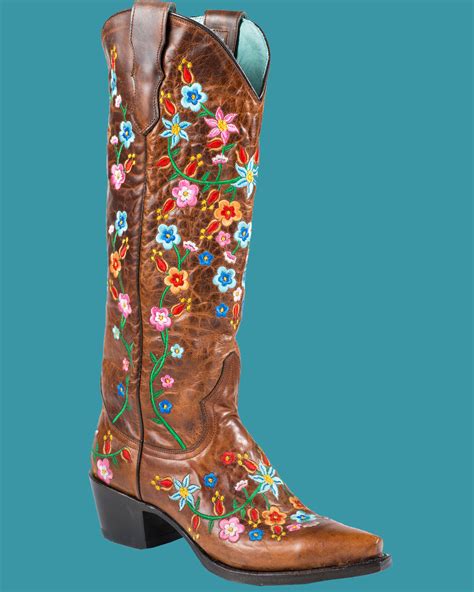 Stetson Womens Flora Embroidered Western Cowboy Boots
