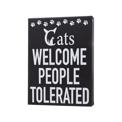 Jennygems Cats Welcome People Tolerated Cat Signs Home Decor Cat