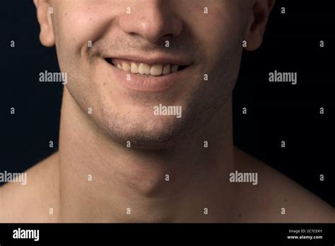 Shaved Male Chin Close Up With Smile Stock Photo Alamy