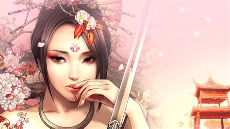 Asian, fantasy art hd wallpaper posted in mixed wallpapers category and wallpaper original resolution is 1920x1406 px. Fantasy asian girl, katana sword, flowers wallpaper | girls | Wallpaper Better