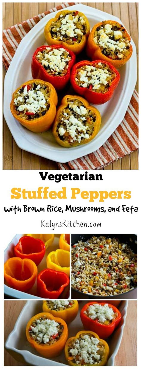 Vegetarian Stuffed Peppers With Brown Rice Mushrooms And Feta Kalyn