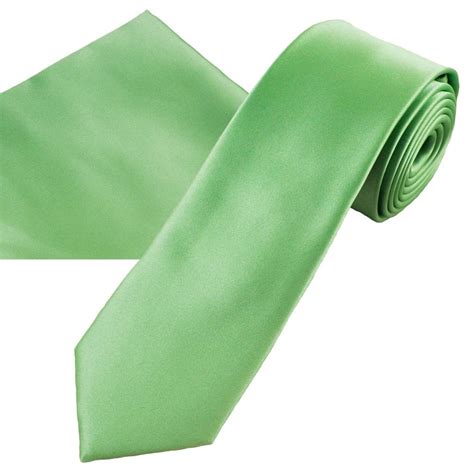 Plain Bright Sage Green Men S Skinny Tie Pocket Square Handkerchief