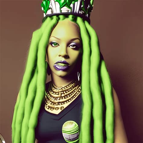 Cute Black Queen With Locs On Green Throne · Creative Fabrica