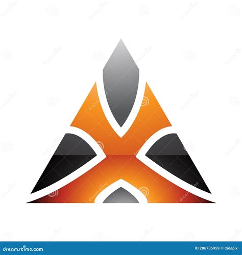 Orange And Black Glossy Triangle Shaped Letter X Icon Stock Vector