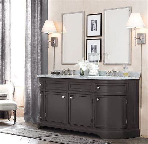 And they just happen to compliment the brass hardware on the cabinets and black tapware in the sinks. Odéon Double Vanity | Restoration hardware bathroom ...