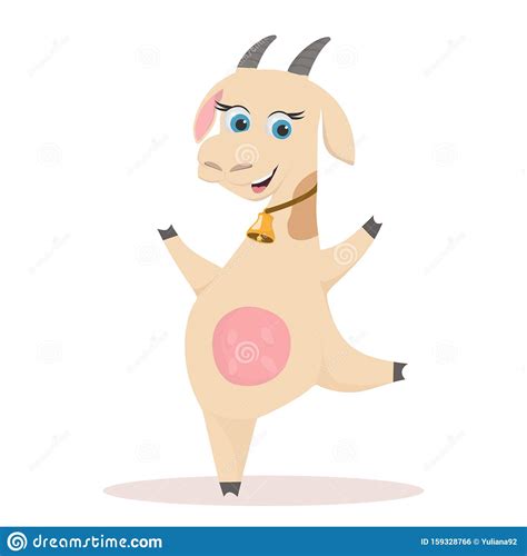 Funny Goat Character Design Happy Smiling White Nanny