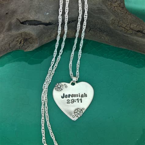 Sterling Silver Heart Necklace Personalized Scripture Etsy