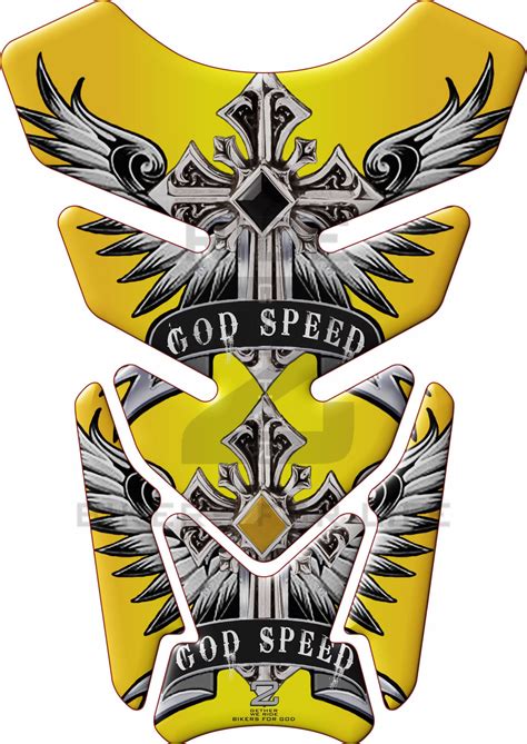 Motor Bike Tank Pad. Religious Range. God Speed Yellow. Universal Fit
