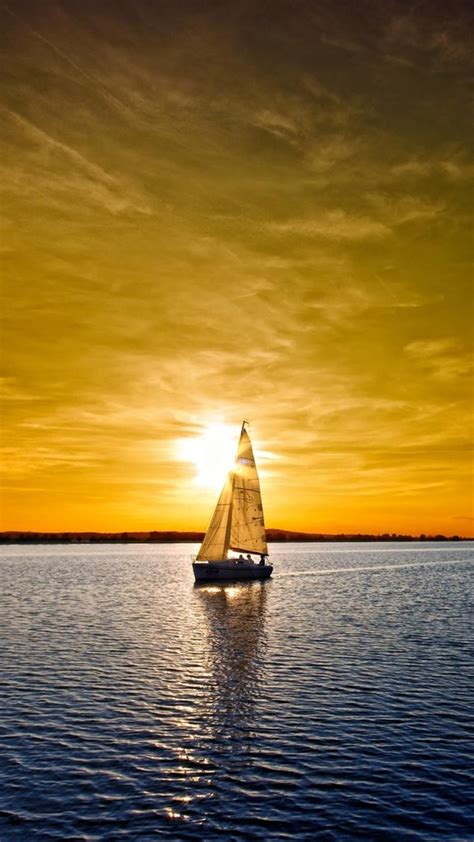 1080x1920 Nature Hd Ocean Sunset Landscape Sea Boat For Iphone 6