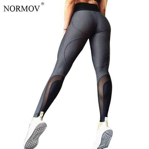 normov mesh leggings women gothic solid black push up pants fitness clothing female patchwork