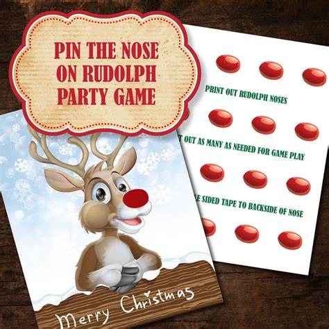 Pin The Nose On Rudolph Party Game Etsy