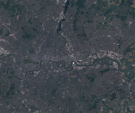 Satellite Map Of London United Kingdom View From Space Stock Photo