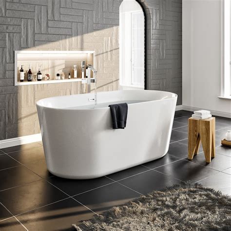 Eviva 32 In X 60 In White Acrylic Oval Freestanding Soaking Bathtub