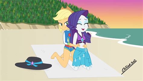 2419835 Applejack And Rarity At The Beach