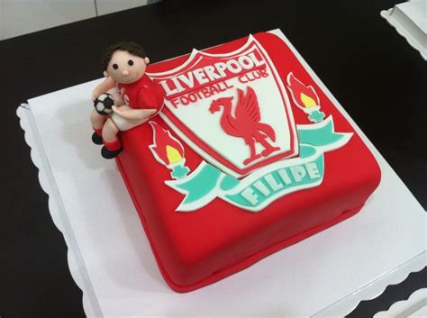 This cake was made for a ten year old's soccer theme birthday. Liverpool Birthday Cake - CakeCentral.com