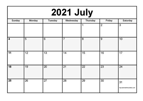Are you looking for the month of july calendar to download and print for free? Printable July 2021 Calendar Template - PDF, Word, Excel