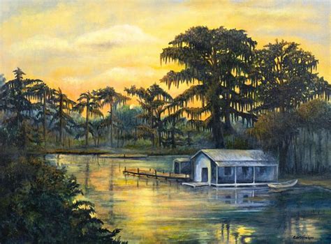 Bayou Sunset By Elaine Hodges Louisiana Art Sunset Painting Sunset