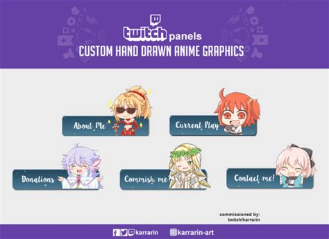 Create Custom Unique Hand Drawn Anime Twitch Panels By Karrarin