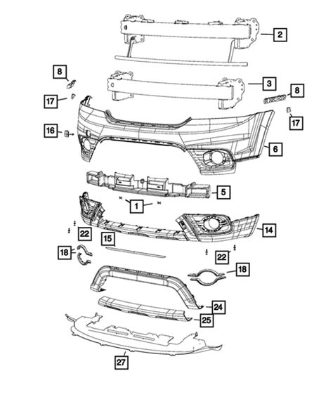 Front Bumper And Fascia For 2015 Dodge Journey Mopar Online Parts