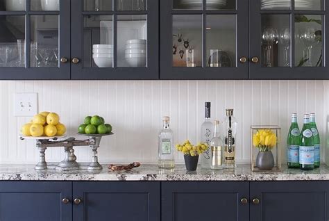 Prime cabinetry's selection of modern grey cabinets is sure to meet your needs! Navy Blue Kitchen Cabinets with Beadboard Backsplash ...