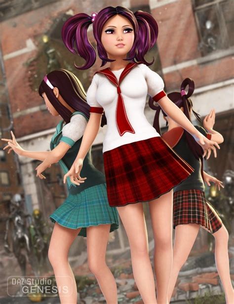 Anime School Girl Uniform Daz3d And Poses Stuffs Download Free