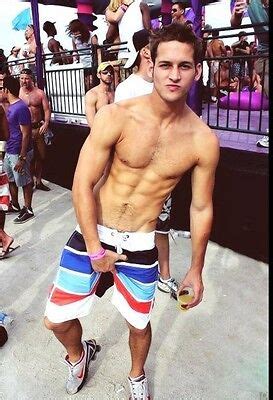 Shirtless Cute Frat Boy Dude Hairy Abs Chest Outdoor Party Photo X
