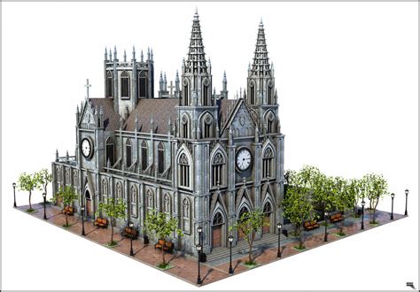 Gothic Cathedral V3 3d Model 25 Ma Max Obj Fbx Free3d