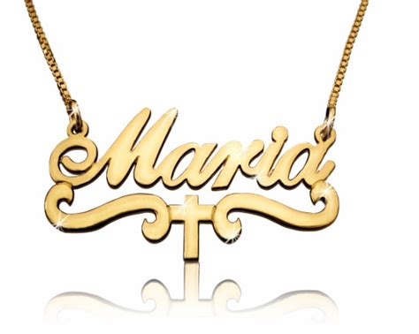 Maria With Cross Gold Plated Name Necklace Bestnamenecklace