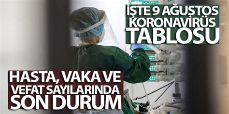 9 Ağustos koronavirüs tablosu açıklandı İşte Kovid 19 hasta vaka ve