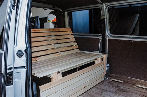 Mid.you ausziehbett, beige, holz, kiefer, massiv,vollmassiv, 90 cm. Campervan Selbstausbau: Das Bett im VW T5 Transporter | Vw ...
