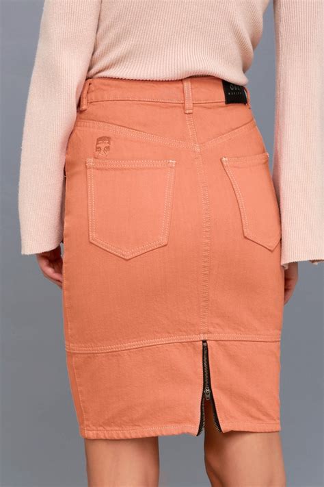Obey Gibson Blush Pink Denim Skirt Denim Midi Skirt
