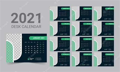Premium Vector Desk Calendar 2021 Template