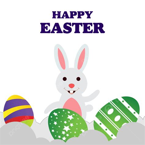 Happy Easter Vector Design With Eggs And Rabbit In Blue Color Eggs